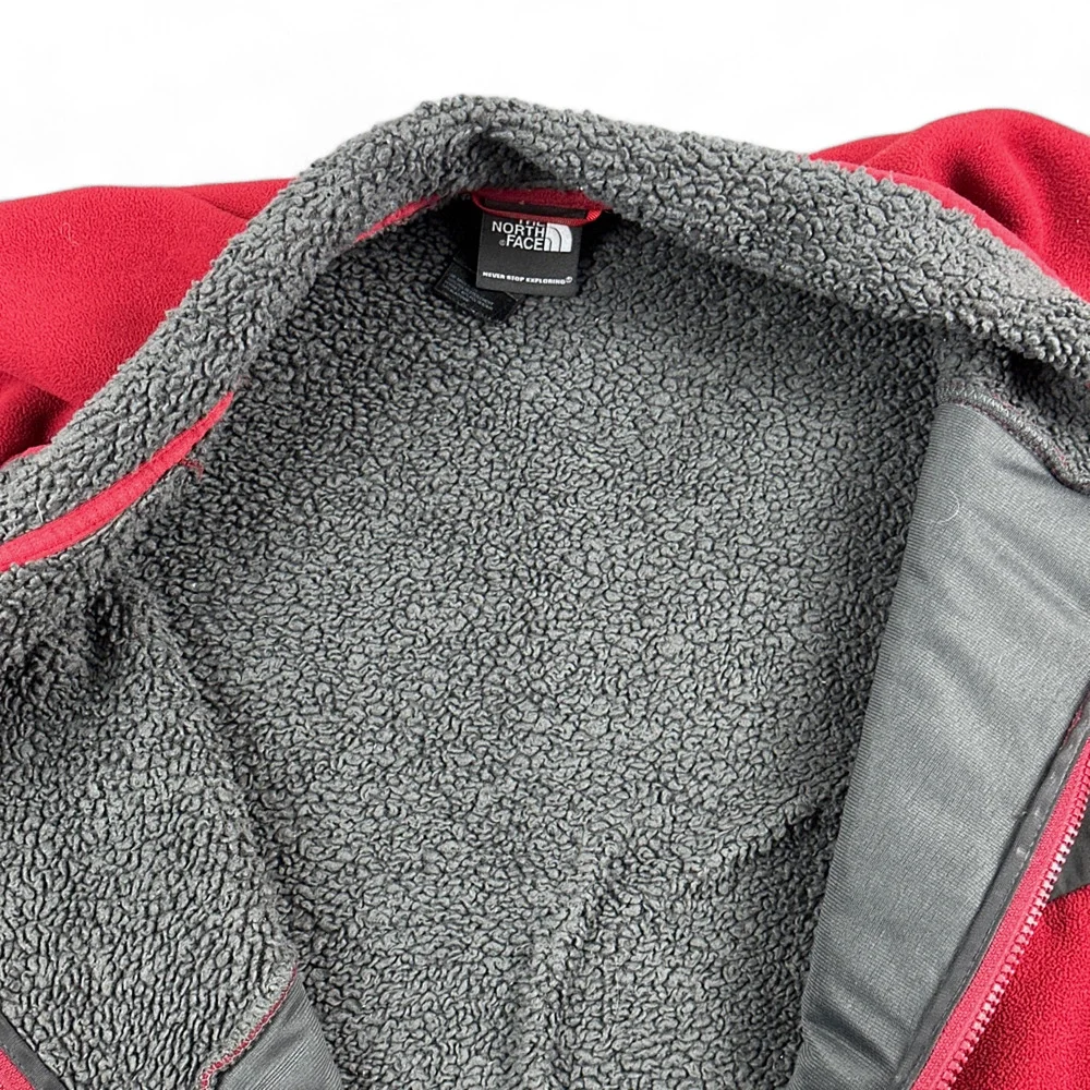 North Face Jacket Adult LARGE Red Chimborazo Fleece Gray Sherpa Lined Outdoor